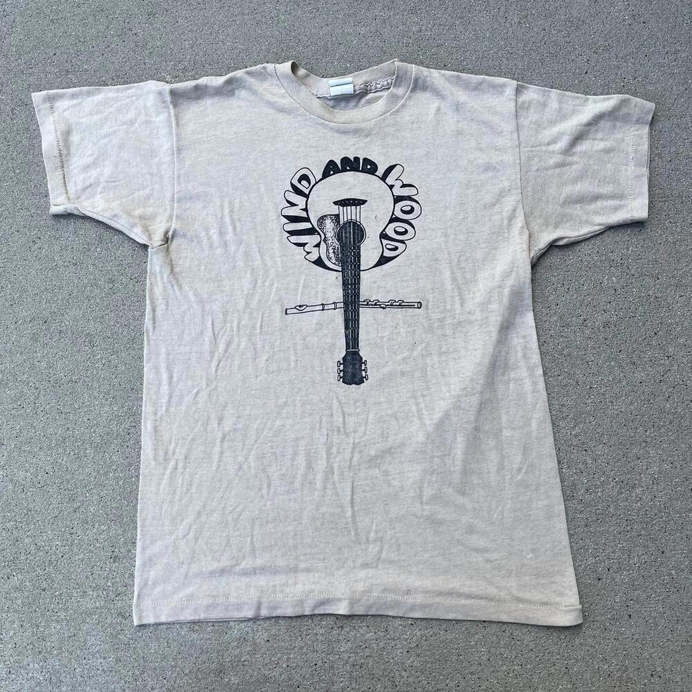 Vintage 80s wind and wood guitar and flute graphic shirt